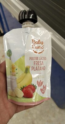 Postre lácteo fresa platano