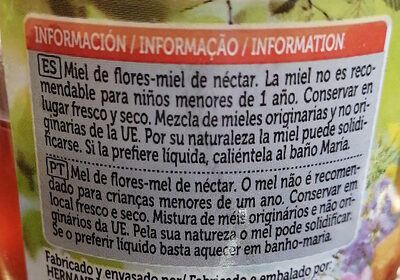 Miel de flores ingredients label