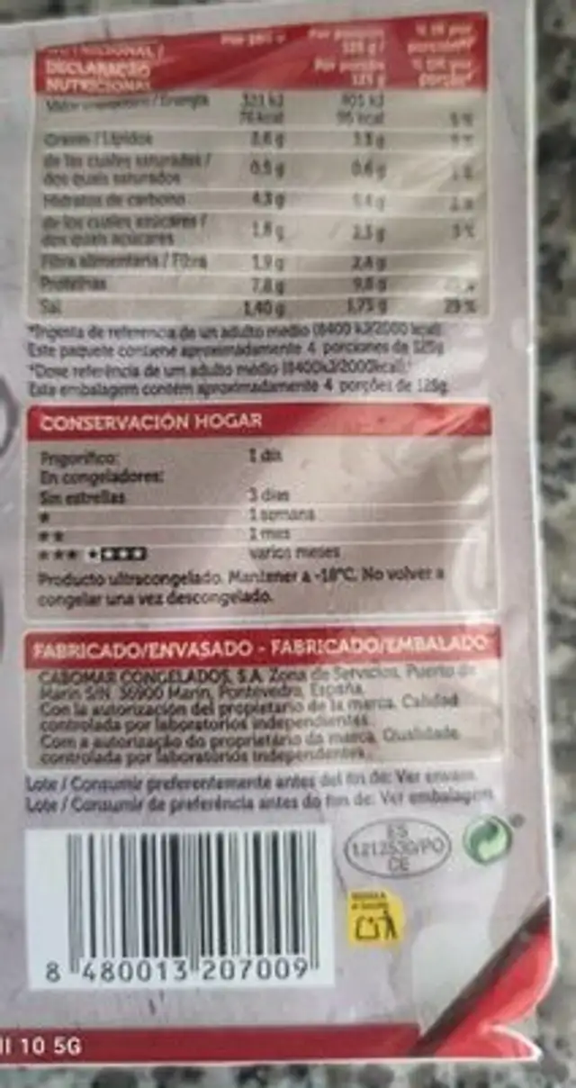 Preparado para paella con caldo nutrition facts table