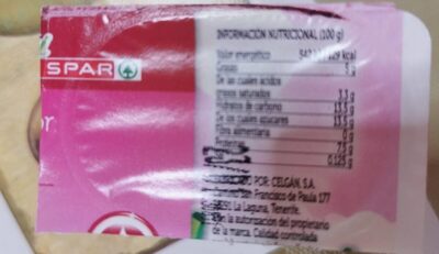 Petit sabor fresa nutrition facts table