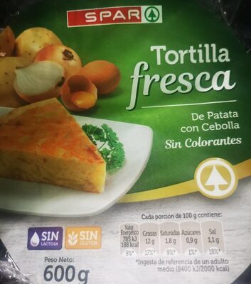 Tortilla de patata fresca con cebolla