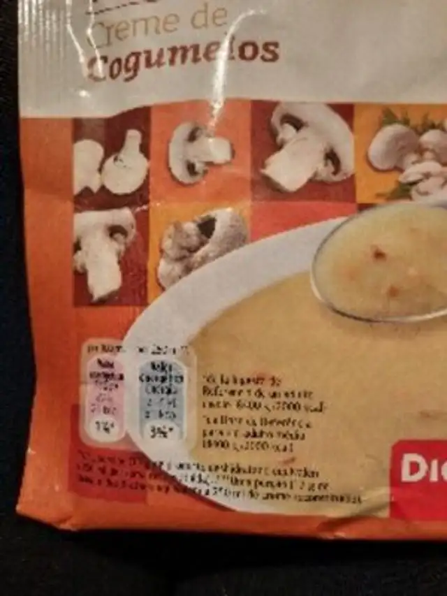 Unknown nutrition facts table