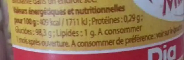 Fantaisies Multicolore nutrition facts table