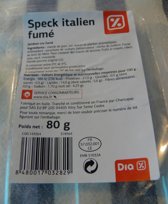 Speck italien fumé