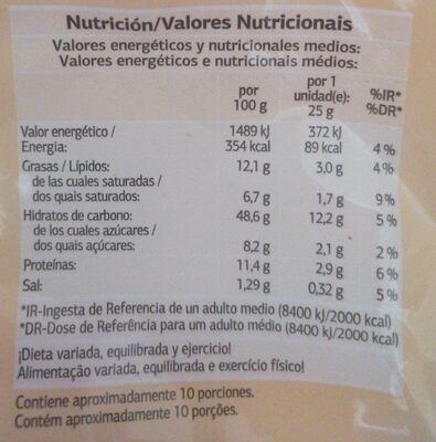 Medias noches nutrition facts table