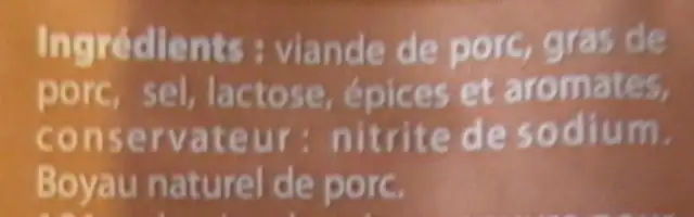 Saucisses de Montbéliard fumées et cuites Dia ingredients label