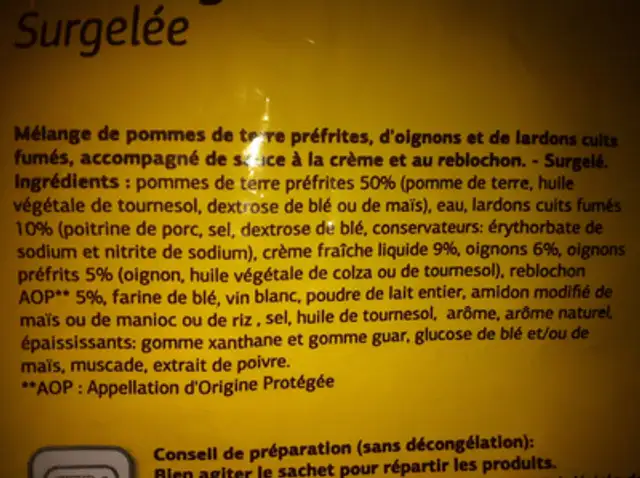 Tartiflette Surgelée front packaging