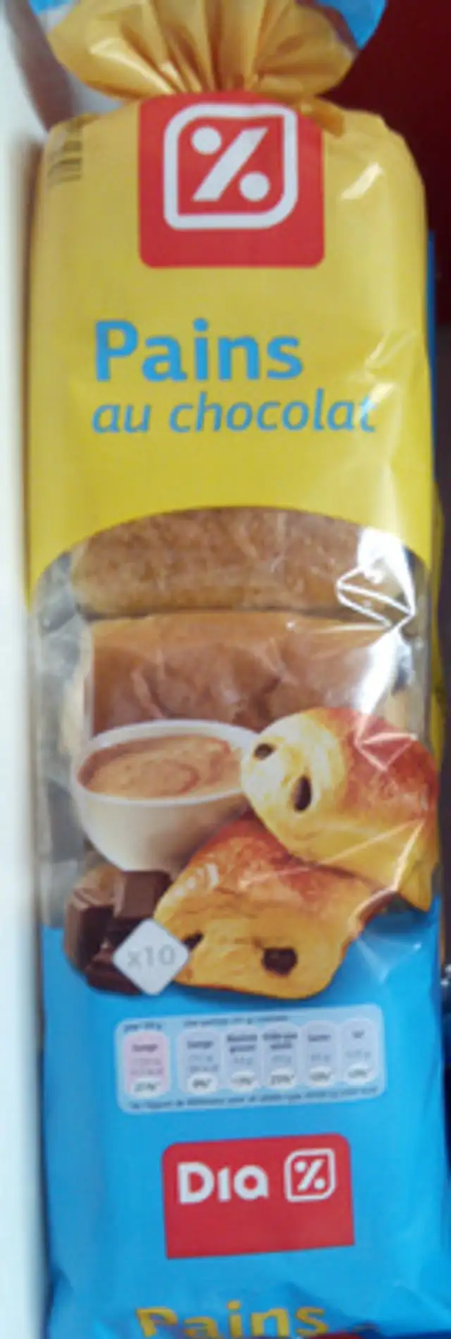 Pains au chocolat (x 10) 450 g - Dia front packaging
