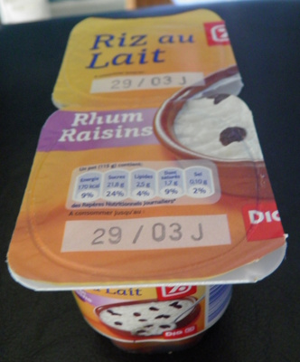 Riz au lait Rhum-Raisins front packaging