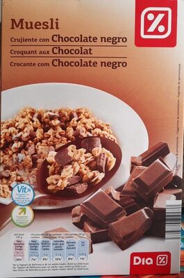 Muesli Crocante com Chocolate negro front packaging