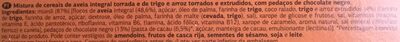 Muesli Crocante com Chocolate negro ingredients label