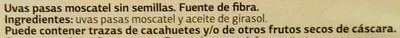 Uvas pasas moscatel sin semillas ingredients label