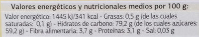 Uvas pasas moscatel sin semillas nutrition facts table