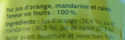 Pur Jus Orange-Mandarine-Raisin Dia ingredients label