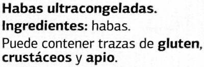 Habas babys ultracongeladod ingredients label