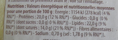 Camembert au Lait Cru - Moulé à la Louche nutrition facts table