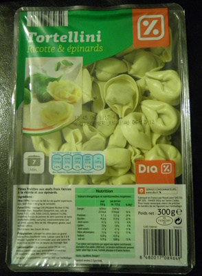Tortellini Ricotte & épinards front packaging
