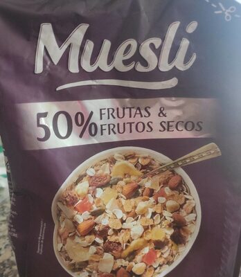 Muesli 50%frutas y frutos secos front packaging