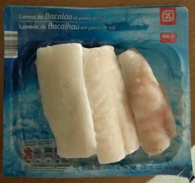 Lomos de bacalao front packaging