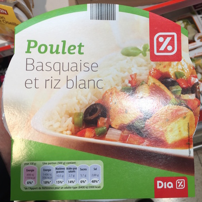 Poulet Basquaise et riz blanc