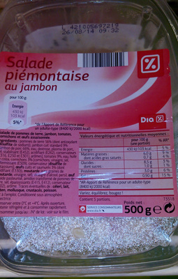Salade Piémontaise au jambon front packaging