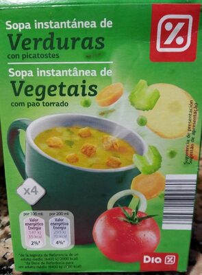 Sopa instantánea de verduras front packaging