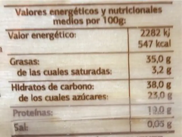 Turron de jijona artesano nutrition facts table