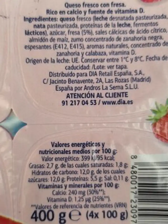 Láctea petit nutrition facts table