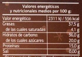 Turron de Jijona nutrition facts table