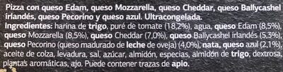 Pizza 6 quesos ingredients label