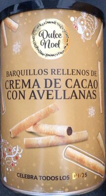 Barquillos rellenos de crema de cacao con avellanas
