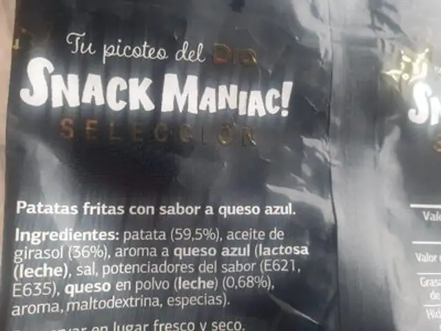 Patatas Fritas, Vinagreta ingredients label