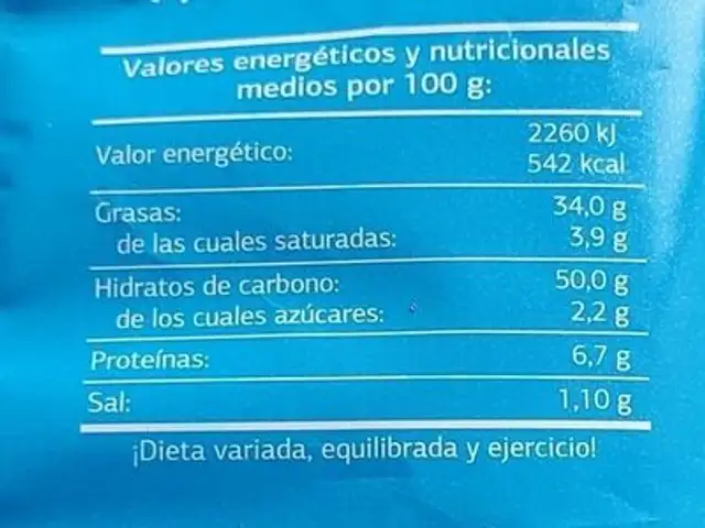 Patatas Fritas, Vinagreta nutrition facts table