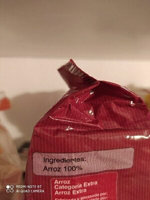 Arroz extra ingredients label