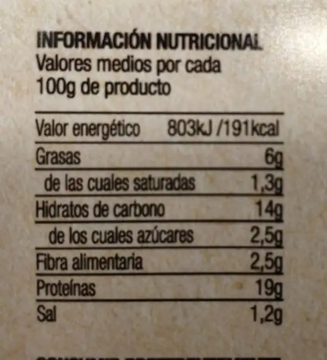 Hamburguesa vegana de la huerta bio nutrition facts table
