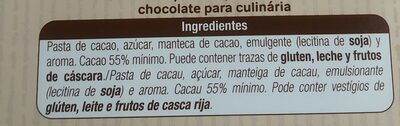 Chocolate negro para postres culinaria ingredients label