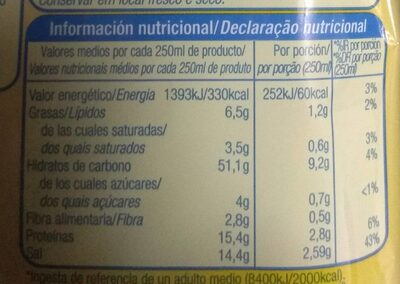 Sopa de pollo con fideos nutrition facts table