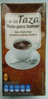 Chocolate a la taza listo para tomar front packaging
