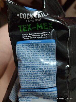 Coctail frutos secos Tex-Mex ingredients label