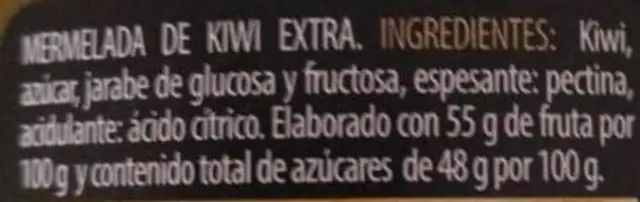 Mermelada de kiwi ingredients label
