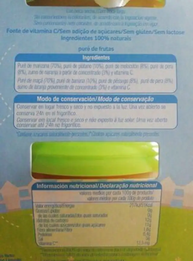 Frutas Variadas nutrition facts table