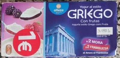 Yogurt griego con frutas front packaging