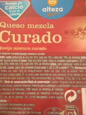 Queso mezcla curado front packaging