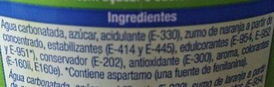 Naranja ingredients label