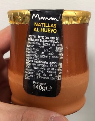 Natillas al huevo front packaging