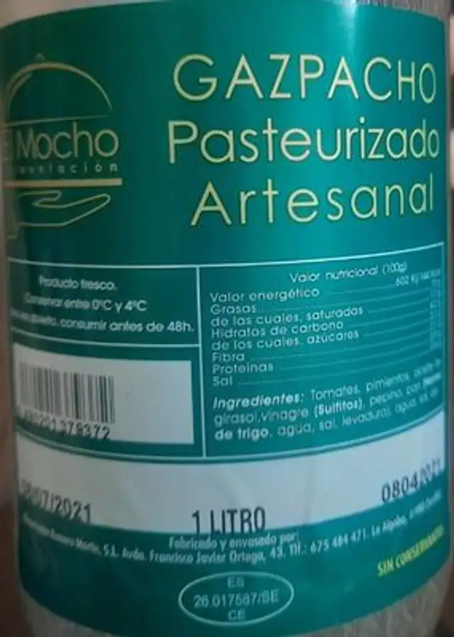 Gazpacho pasteurizado artesanal