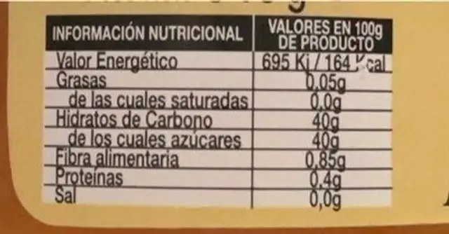 Mermelada de melocoton extra nutrition facts table