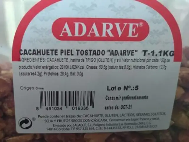 Cacahuete tostado adarve nutrition facts table