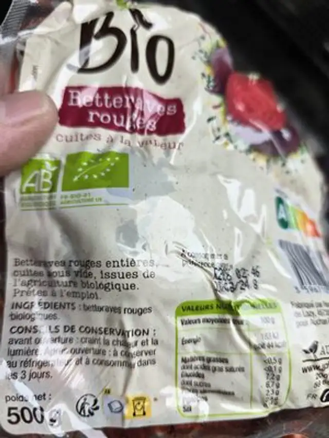 Betteraves rouges front packaging