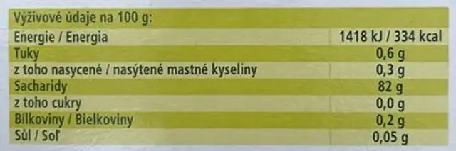 Škrob pro přípravu masitých jídel nutrition facts table